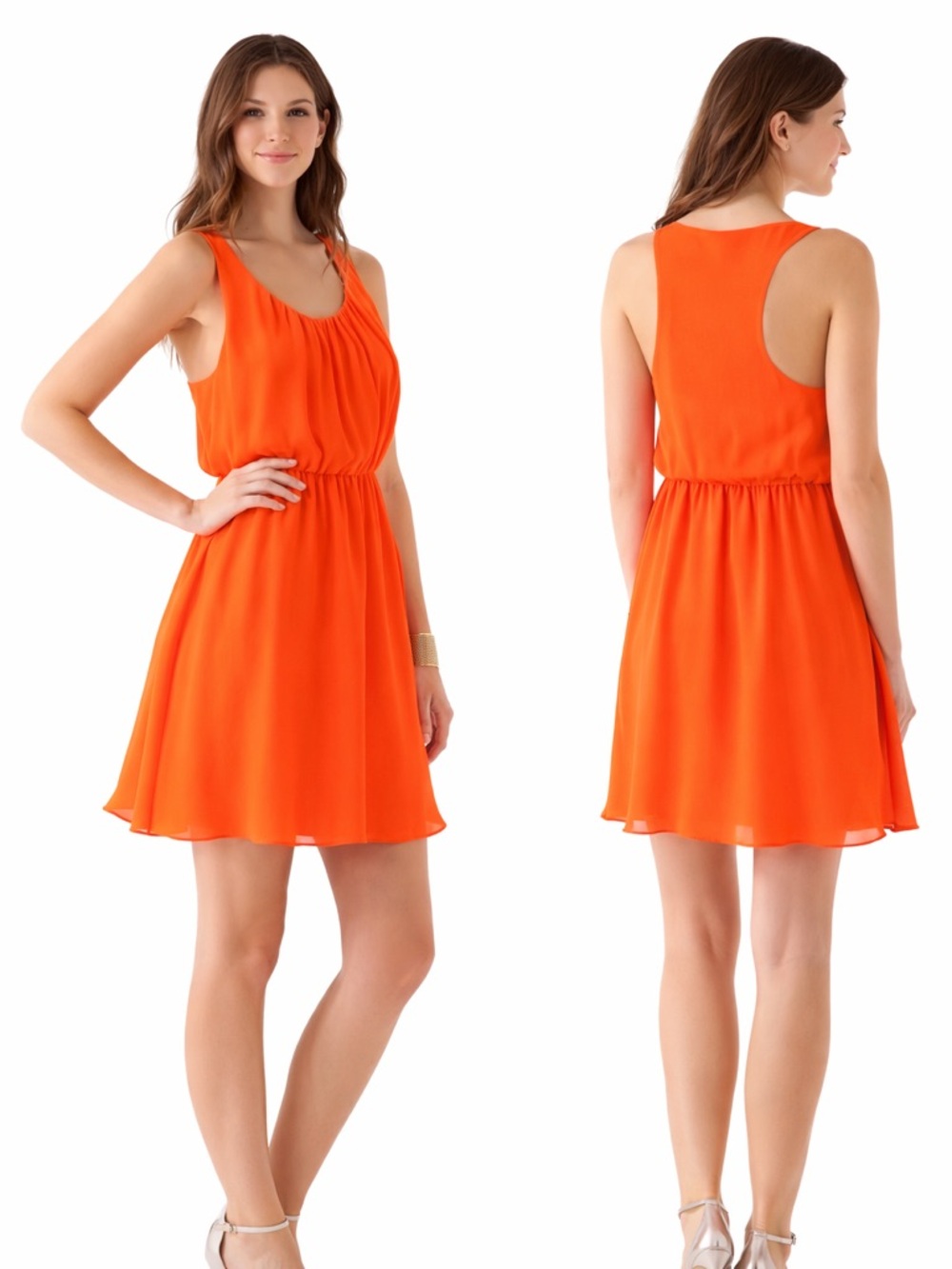 Alice + Olivia Orange Halter Mini Dress